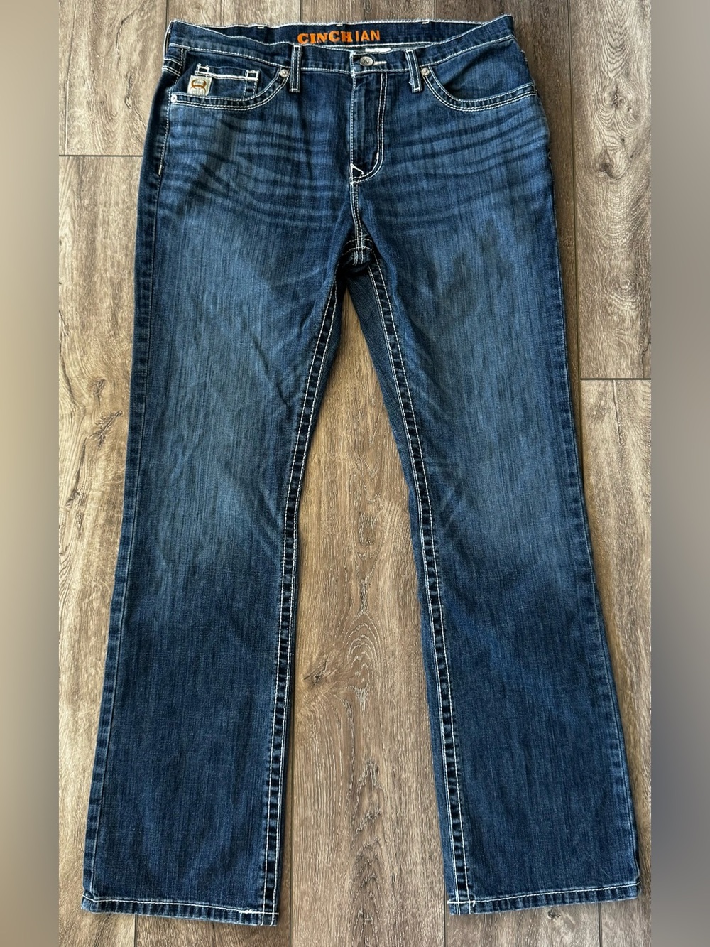 Cinch Jeans Mens 35x34 Slim Fit lan Stonewash Bootcut Western Cowboy Denim